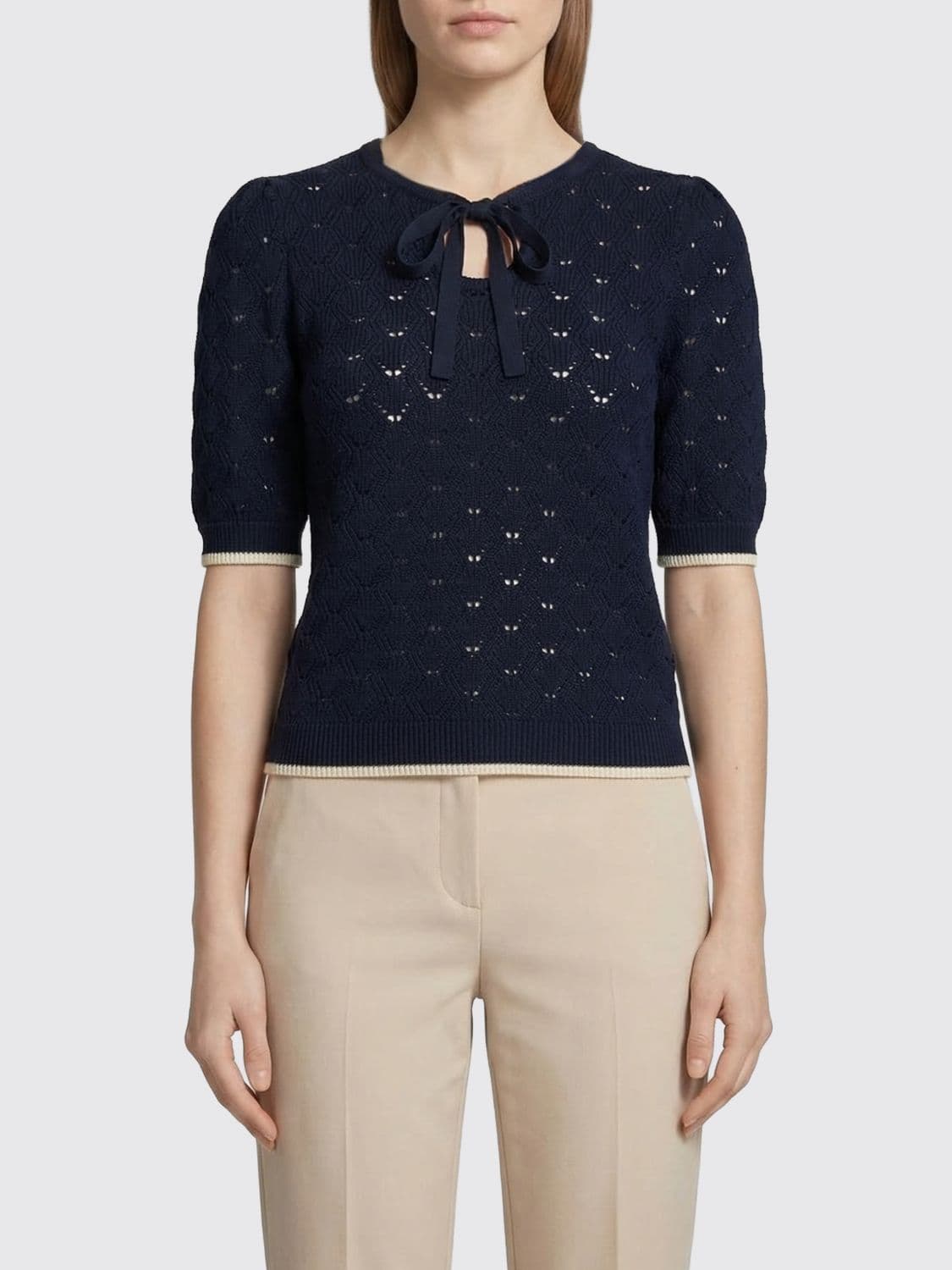 Twinset Viscose Blend Crew Neck Pullover