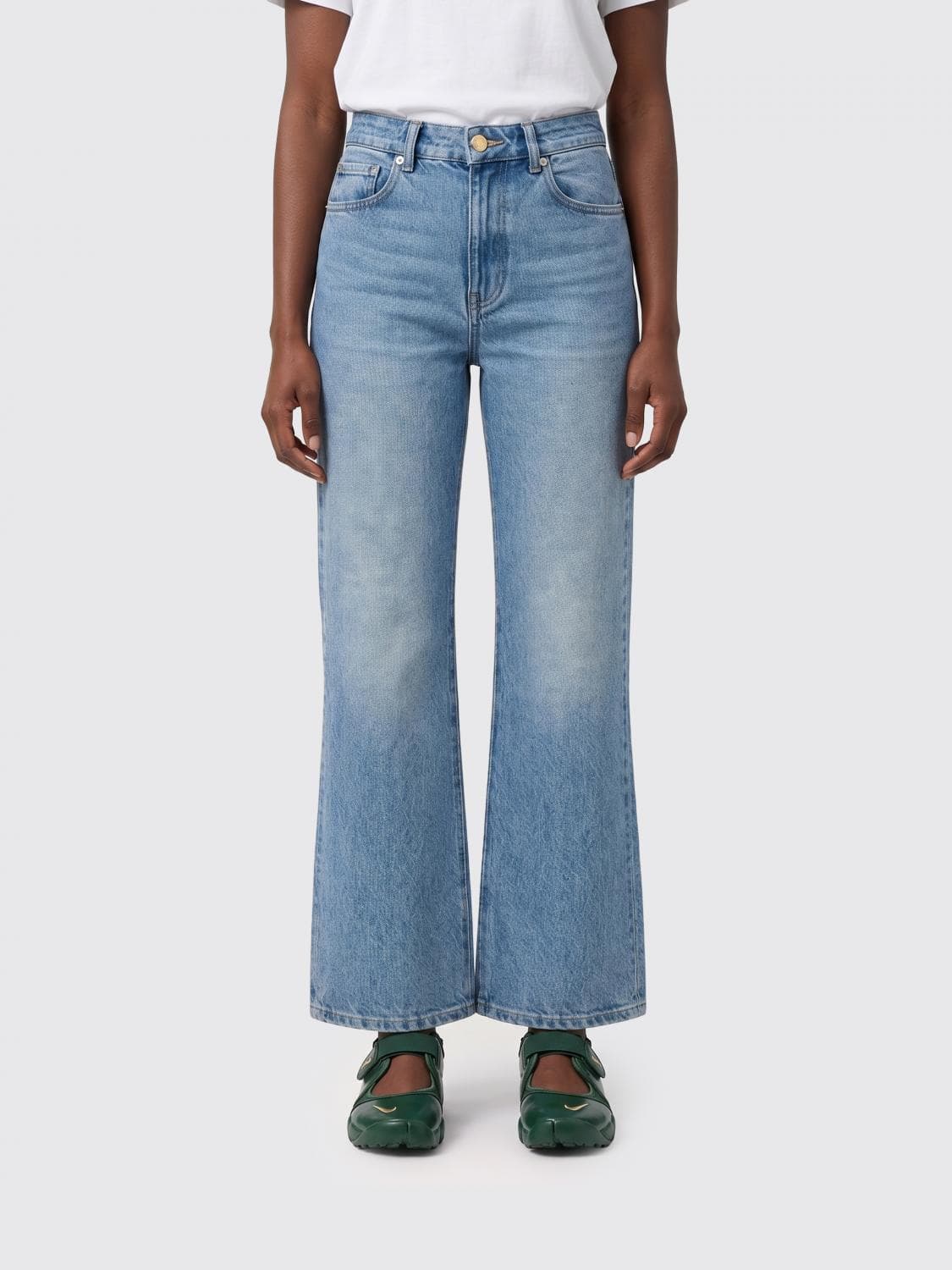 Ganni Cotton Denim Flared Jeans