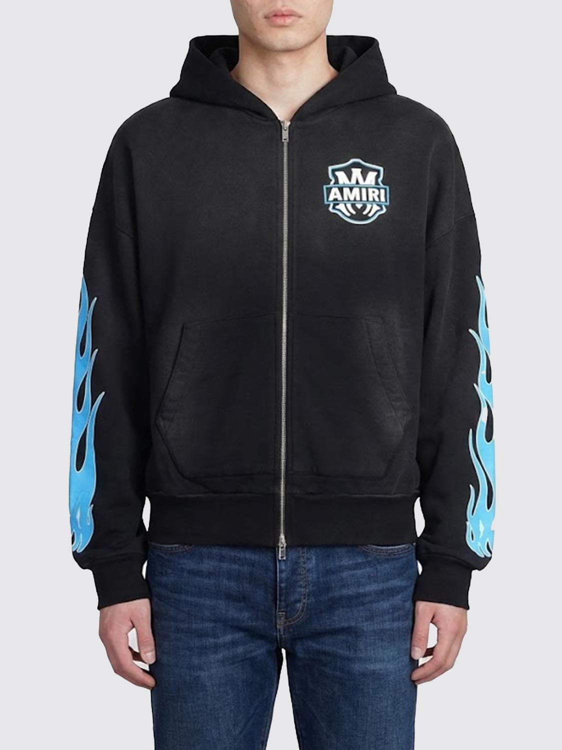 Amiri Cotton Hoodie with Logo Print · L
