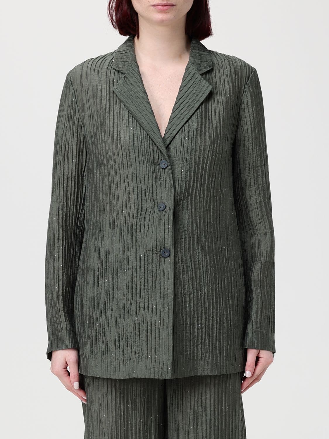 Emporio Armani Pleated Blazer in Lyocell Blend