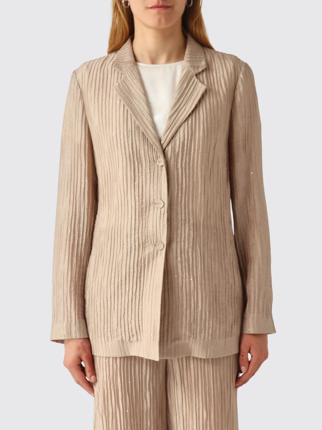 Emporio Armani Pleated Blazer in Lyocell Blend