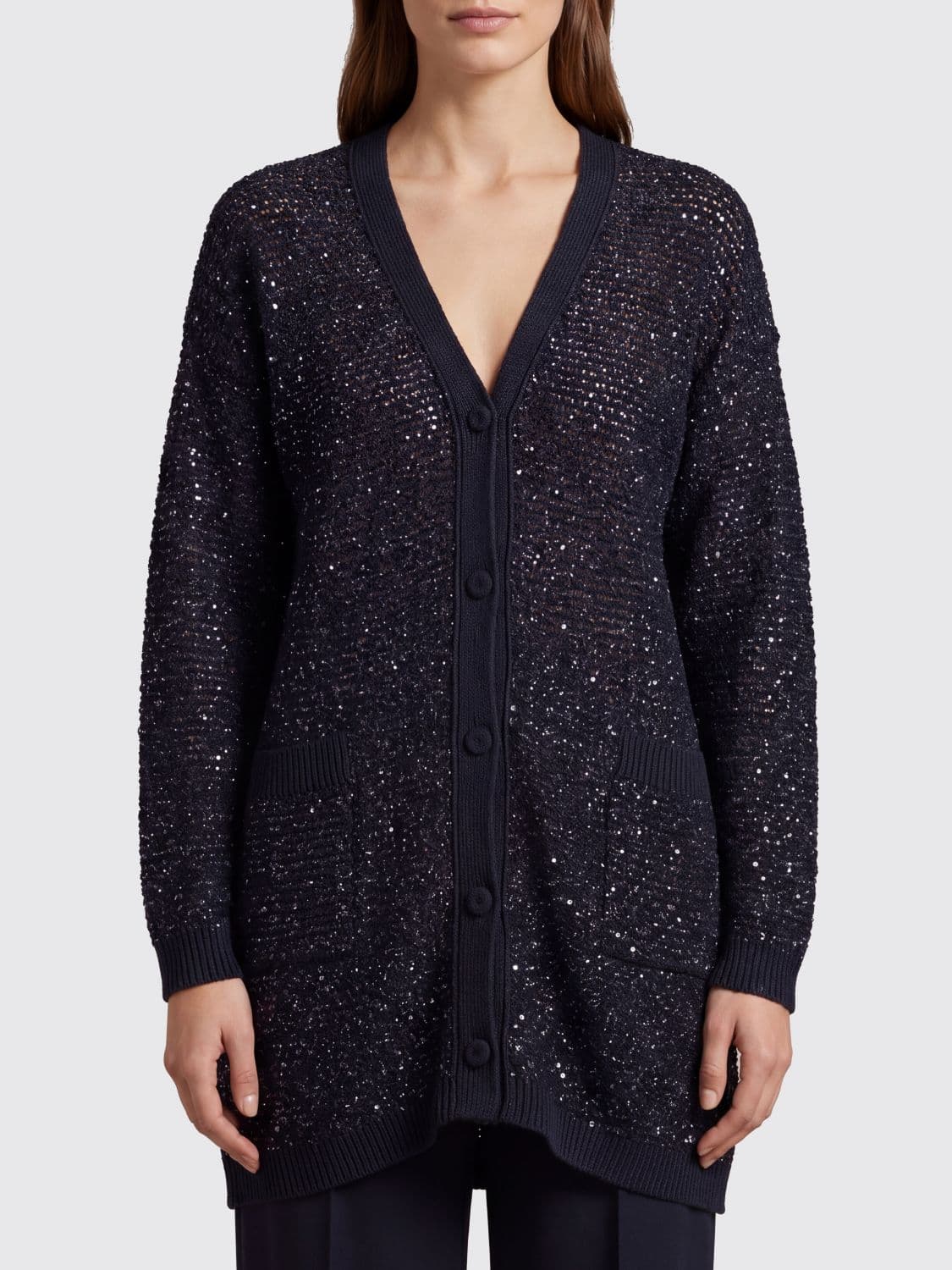Fabiana Filippi Cotton Blend Cardigan with Sequins