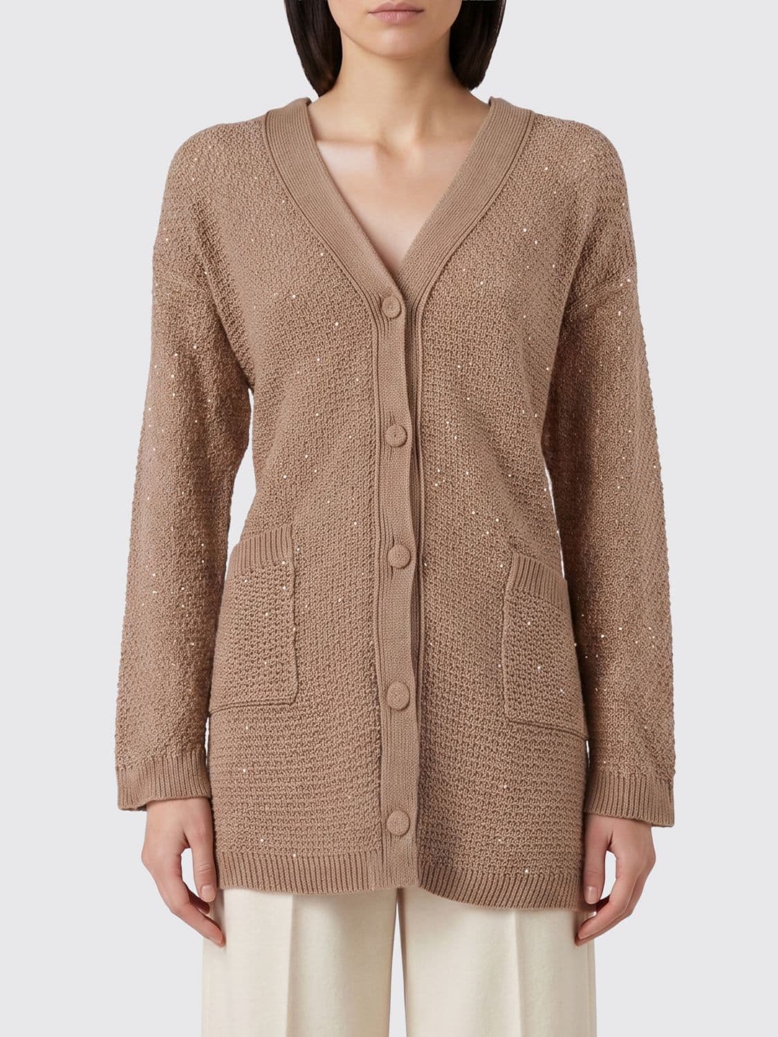 Fabiana Filippi Cotton Blend Cardigan with Sequins