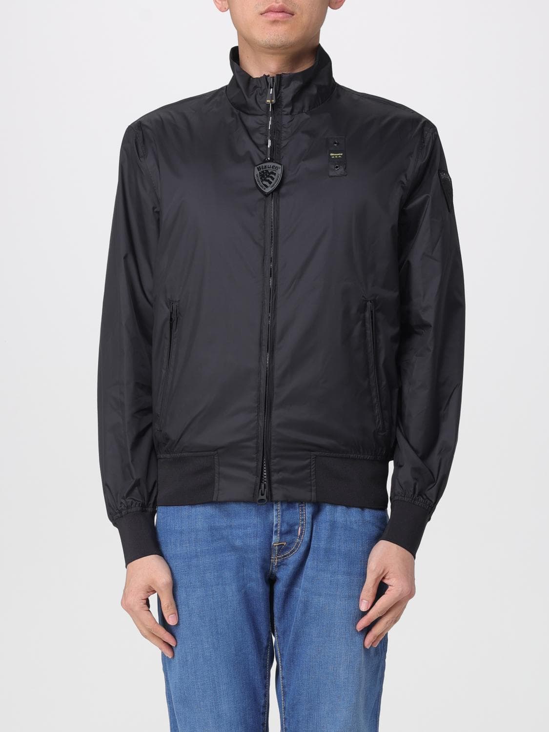 Blauer Nylon Bomber Jacket