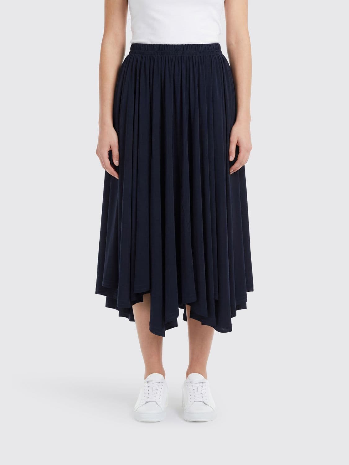 Ami Paris Asymmetric Silk Blend Skirt