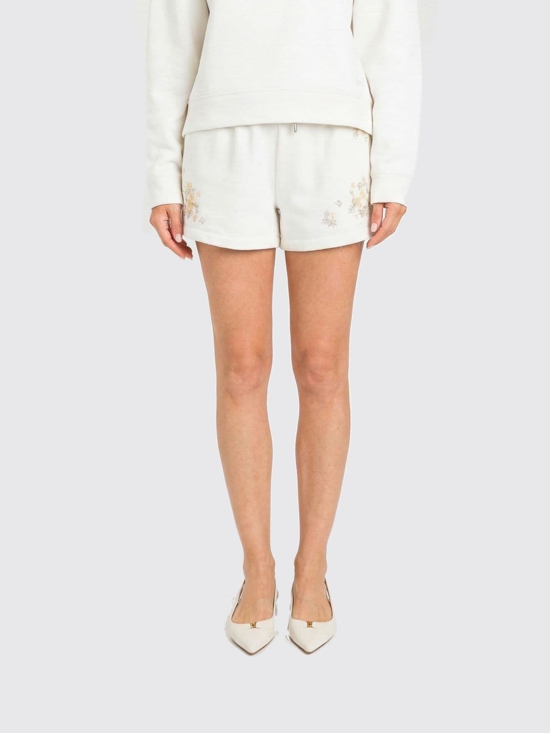 Twinset Cotton Shorts with Floral Embroidery
