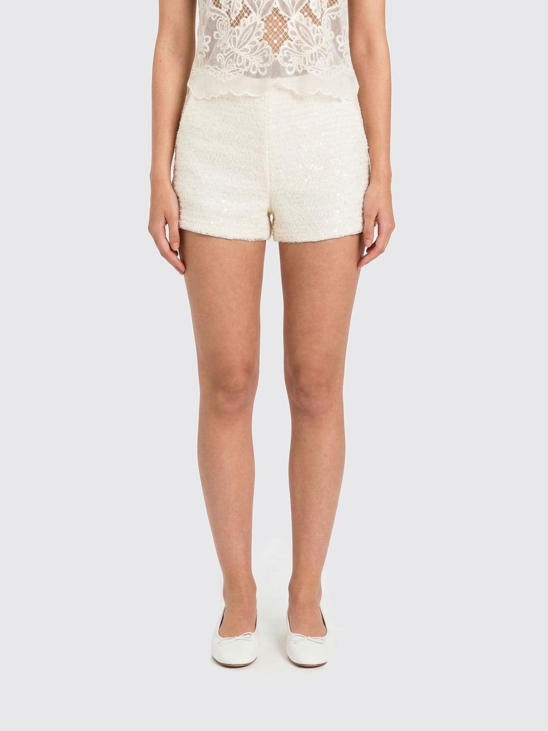 Twinset Bouclé Shorts with Sequins