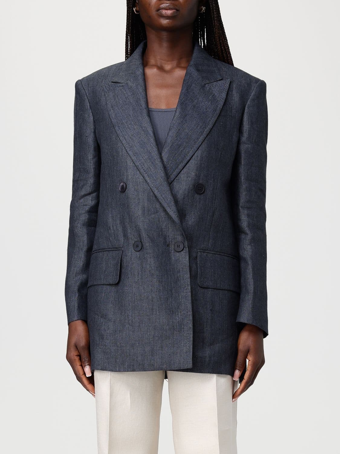 Max Mara Double-Breasted Denim Blazer