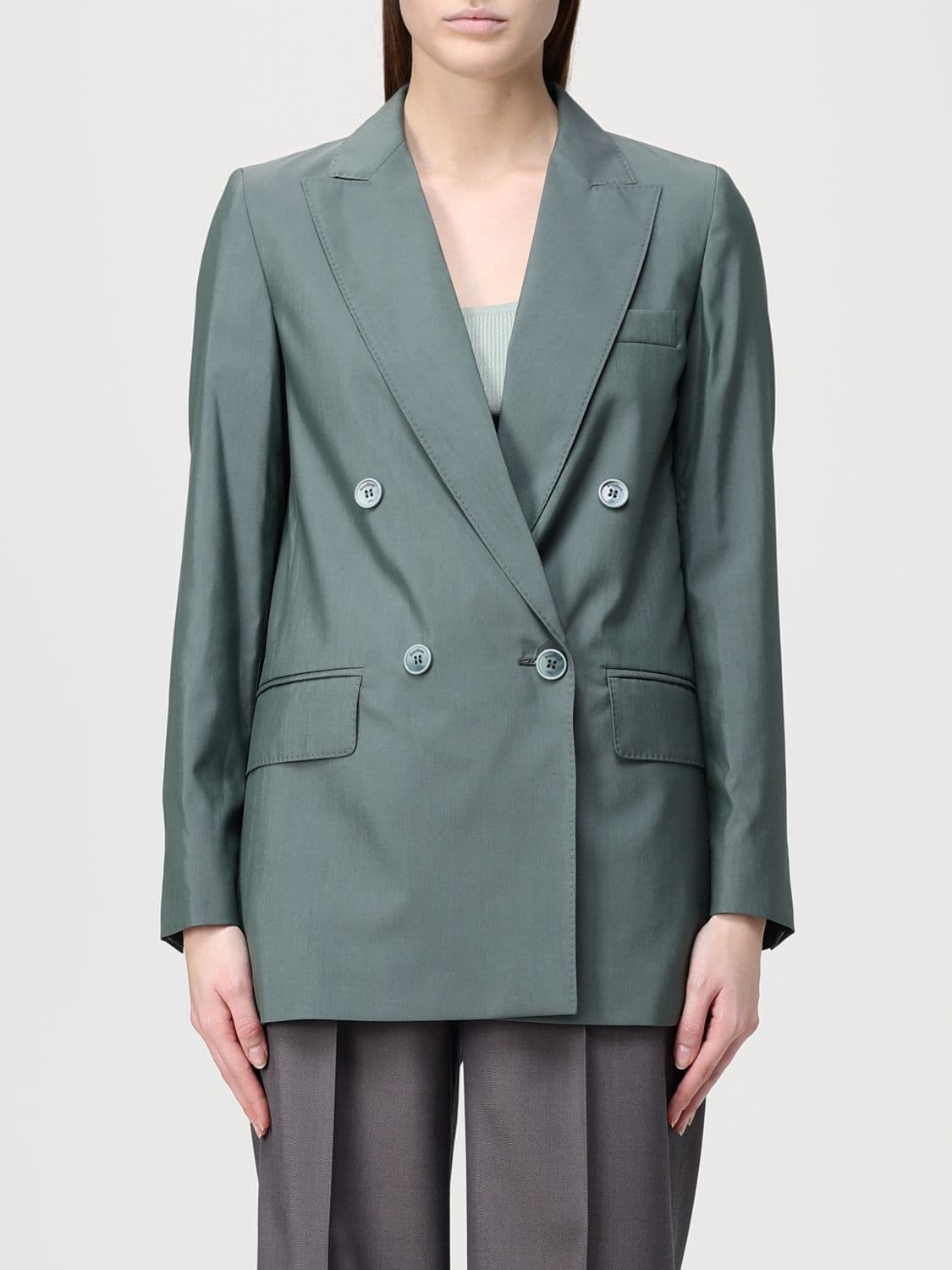 Max Mara Double-Breasted Wool and Silk Blazer
