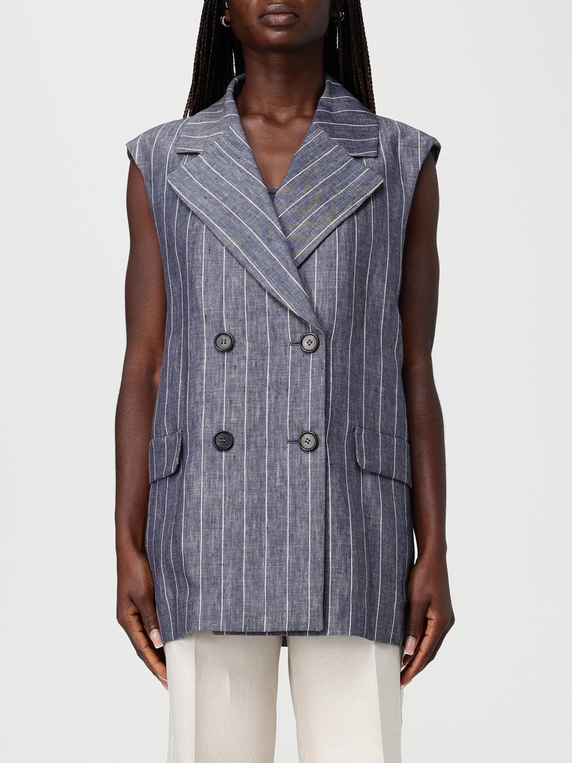 's Max Mara Ballò Pinstriped Linen Vest