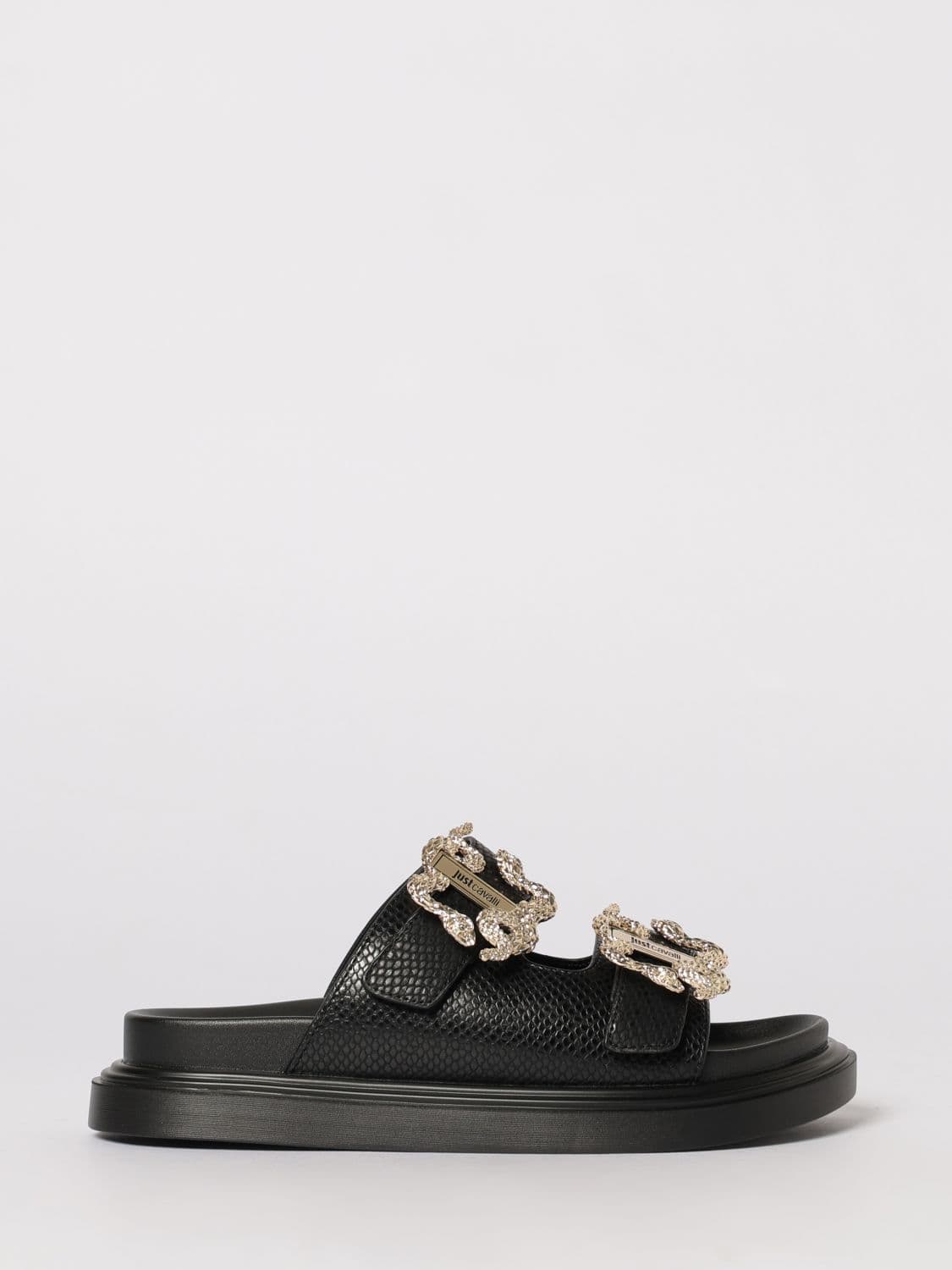 Just Cavalli Python Print Faux Leather Sandal