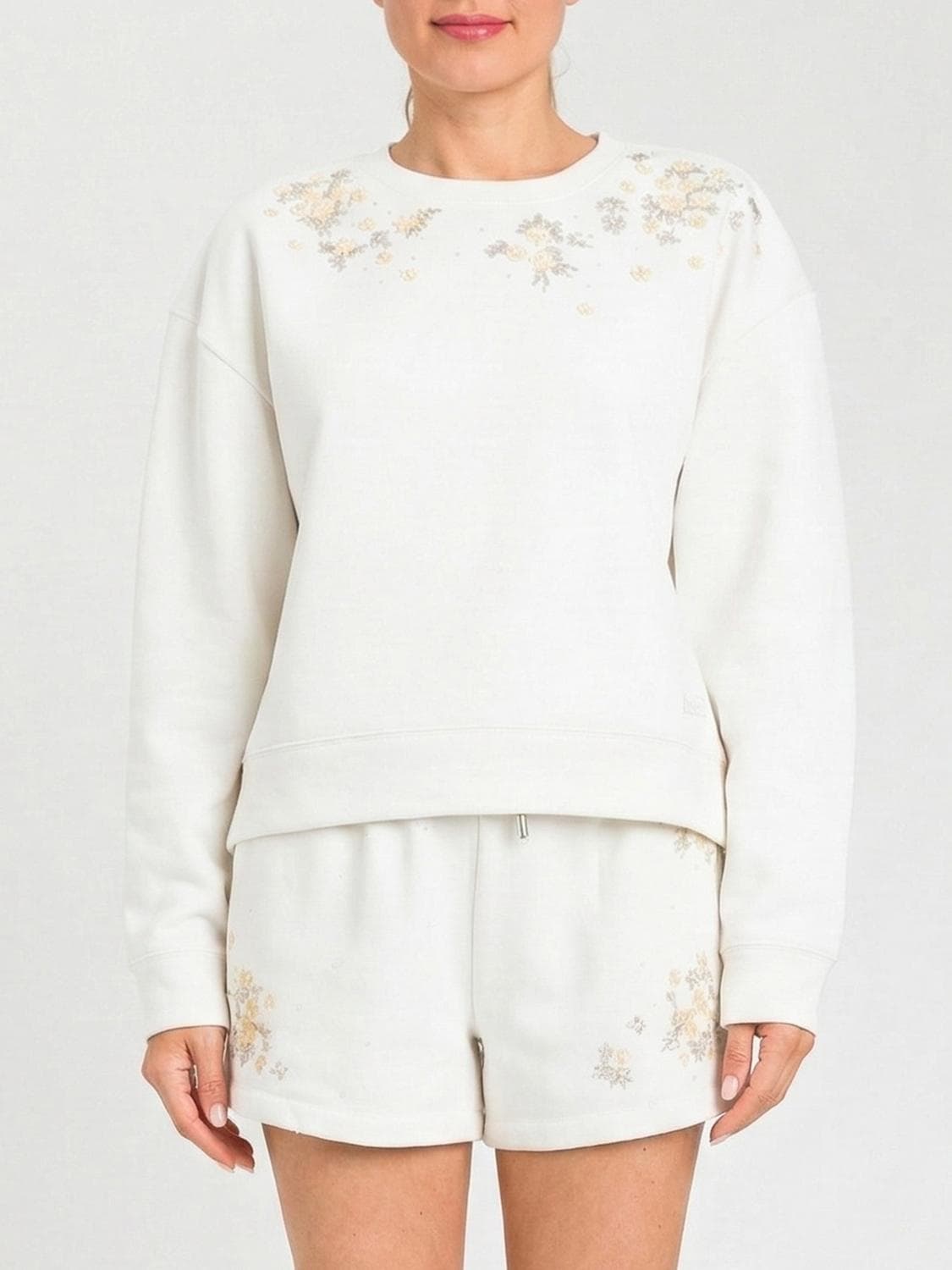 Twinset Cotton Sweatshirt with Floral Print