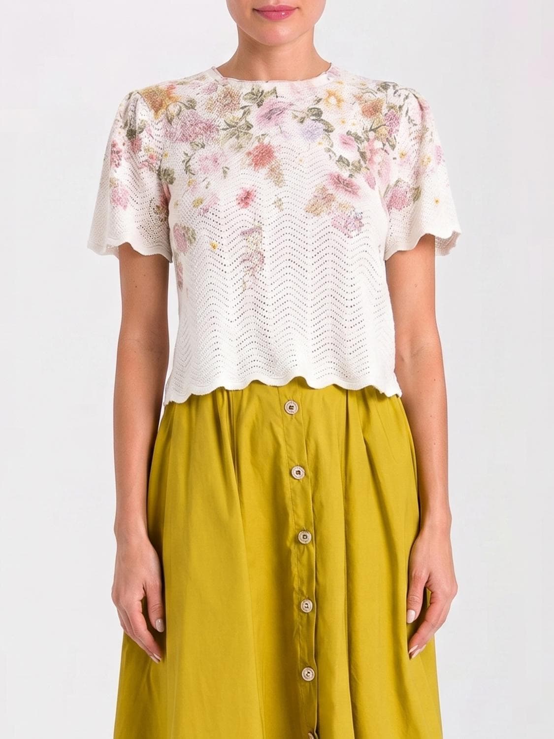 Twinset Floral Cotton and Linen Jumper