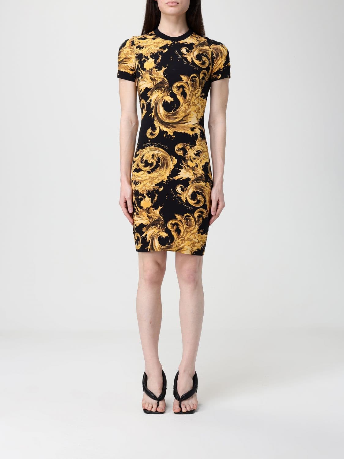 Versace Jeans Couture Cotton Dress with Baroque Pattern