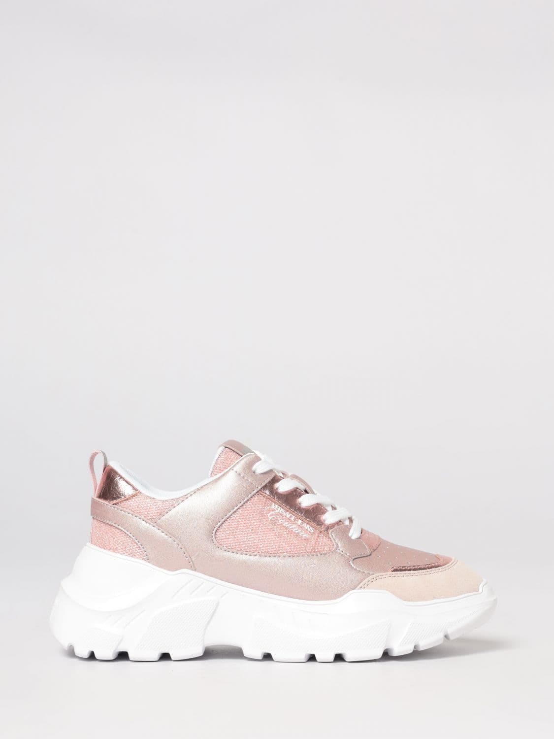 Versace Jeans Couture Leather and Lurex Mesh Sneakers