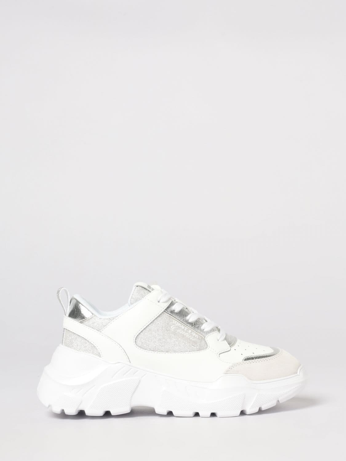 Versace Jeans Couture Leather and Lurex Mesh Sneakers