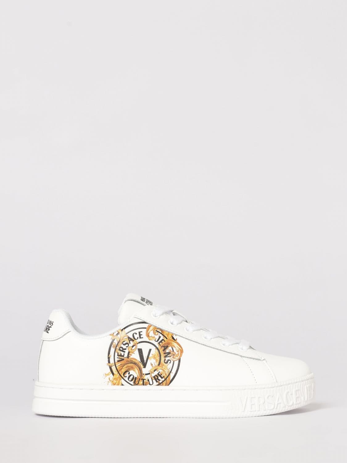 Versace Jeans Couture Leather Sneakers with Baroque Print