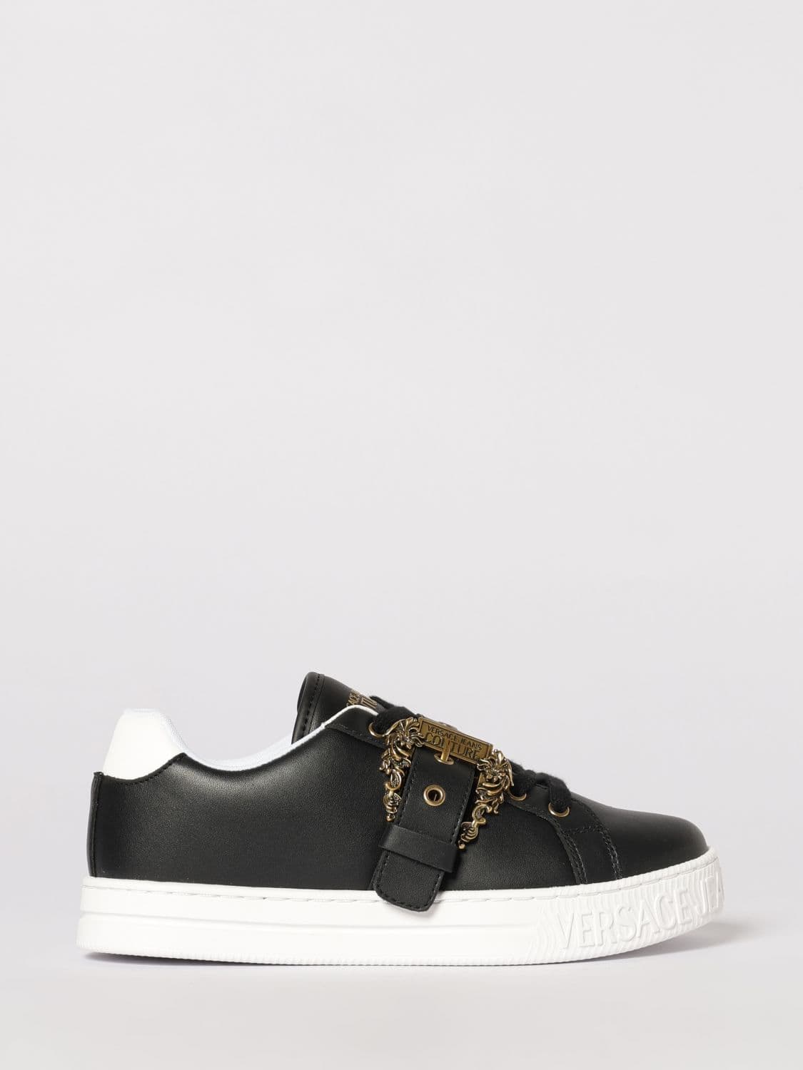 Versace Jeans Couture Leather Sneakers with Baroque Buckle