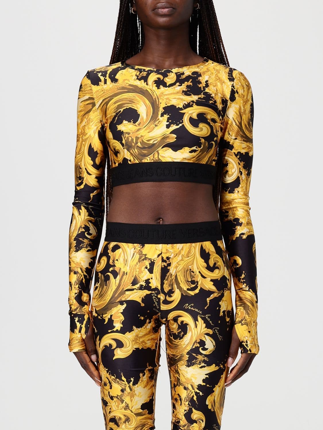 Versace Jeans Couture Crop T-Shirts with Baroque Print