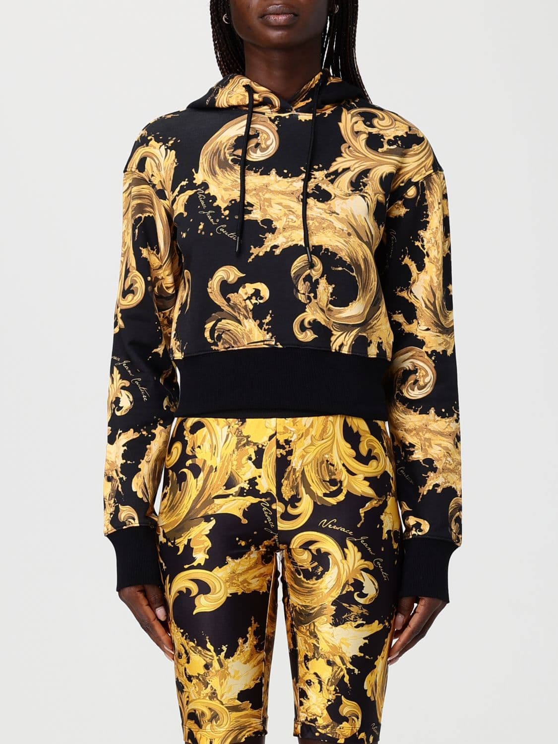 Versace Jeans Couture Cotton Hoodie with Baroque Print
