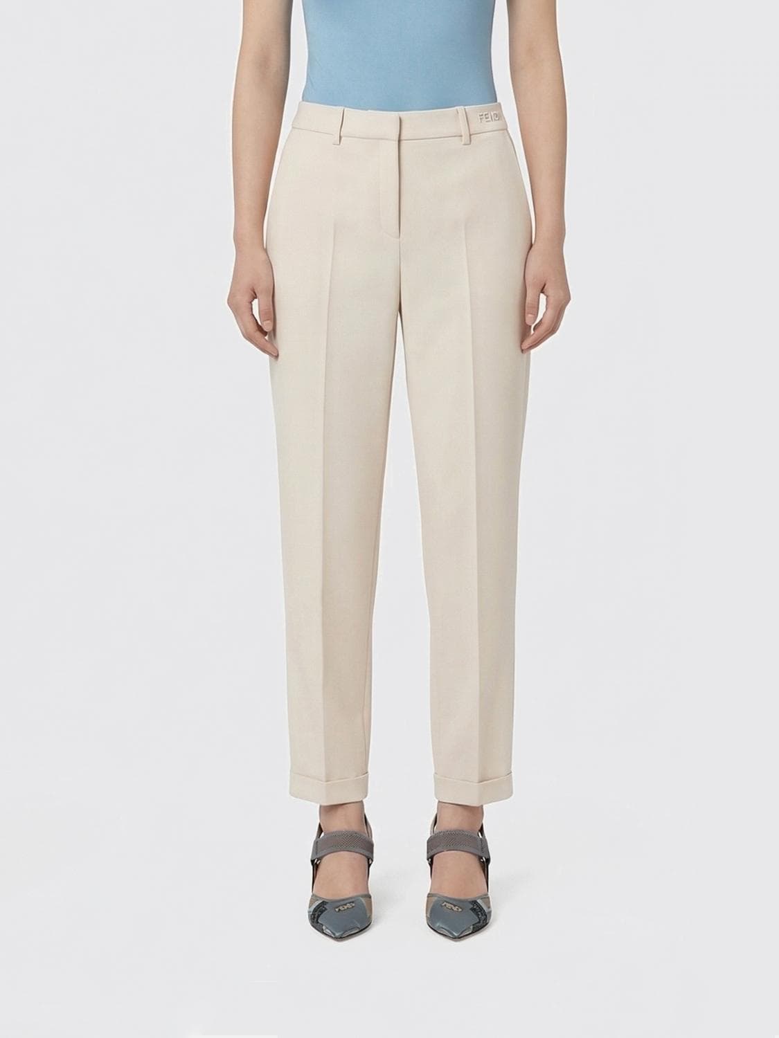 Fendi Slim Fit Wool and Silk Trousers