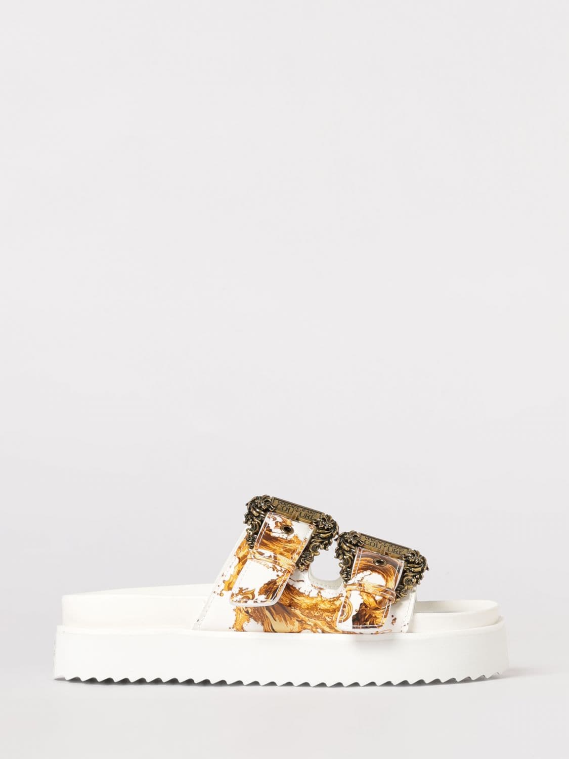 Versace Jeans Couture Patent Leather Baroque Print Sandals