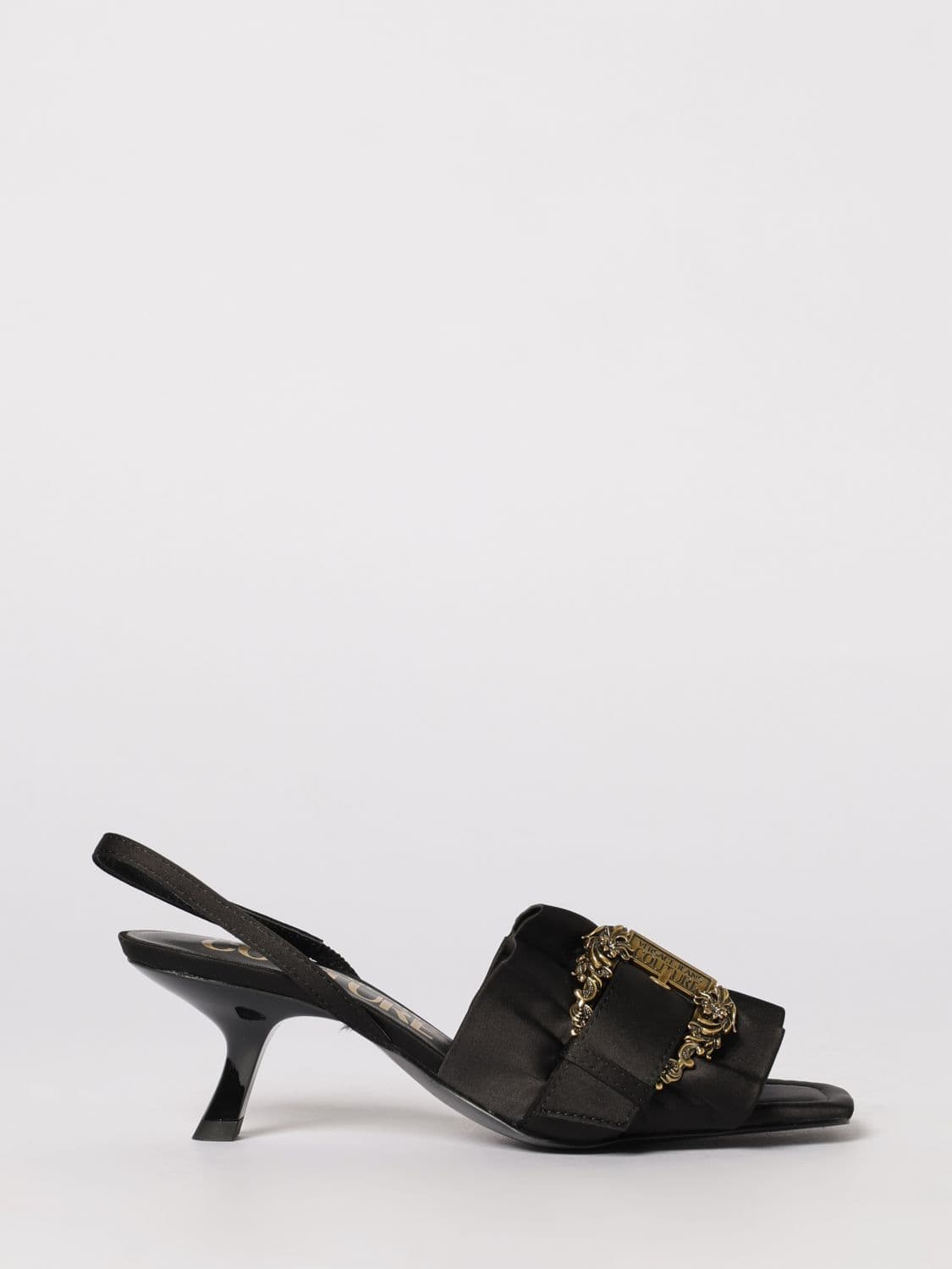 Versace Jeans Couture Satin Sandals with Baroque Buckle