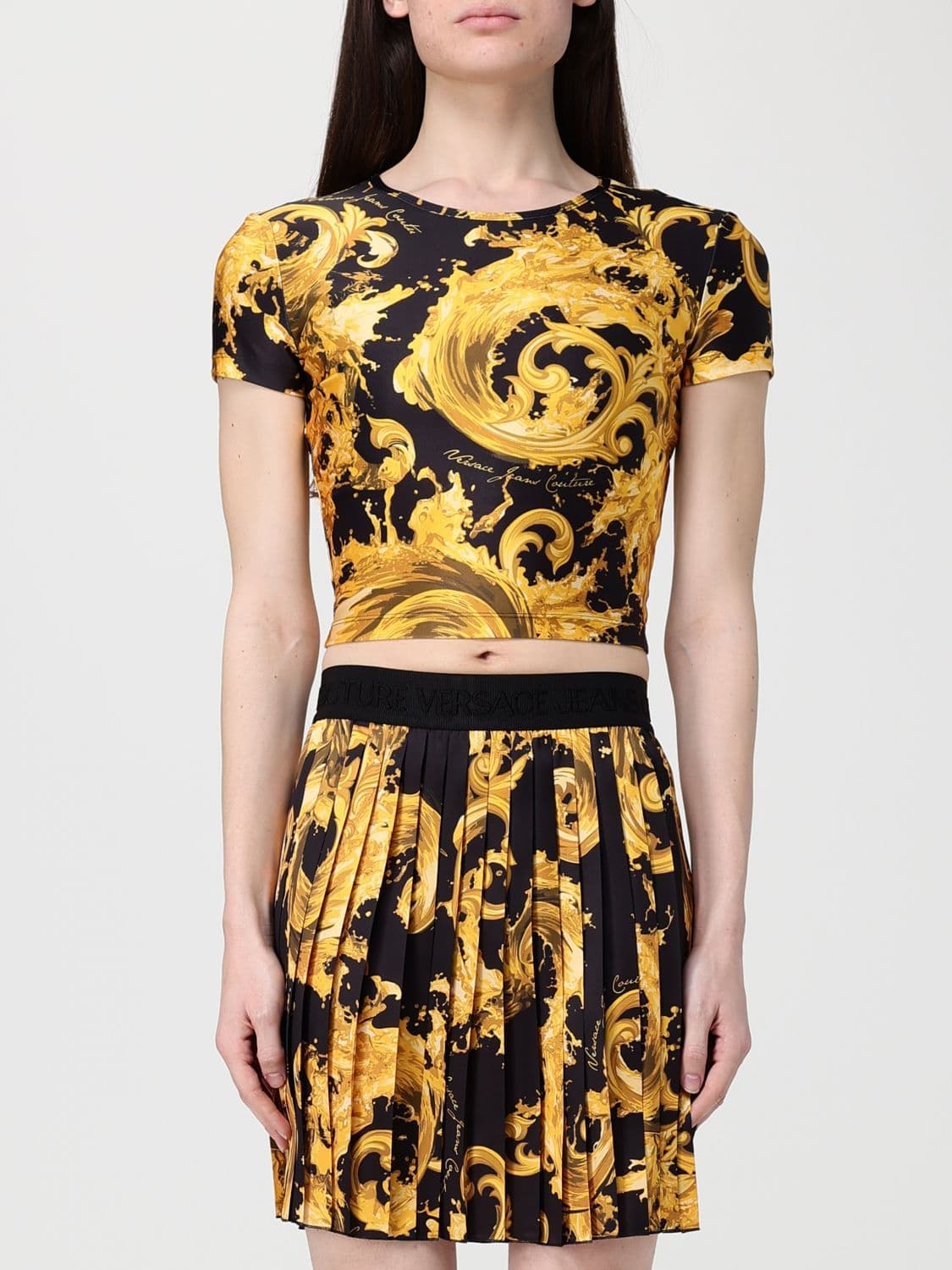Versace Jeans Couture Baroque Print Polyester T-Shirts