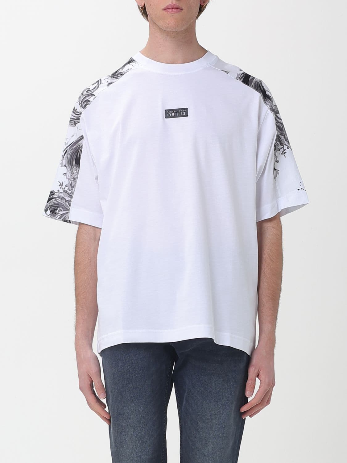 Versace Jeans Couture Oversized Cotton T-shirt with Baroque Print
