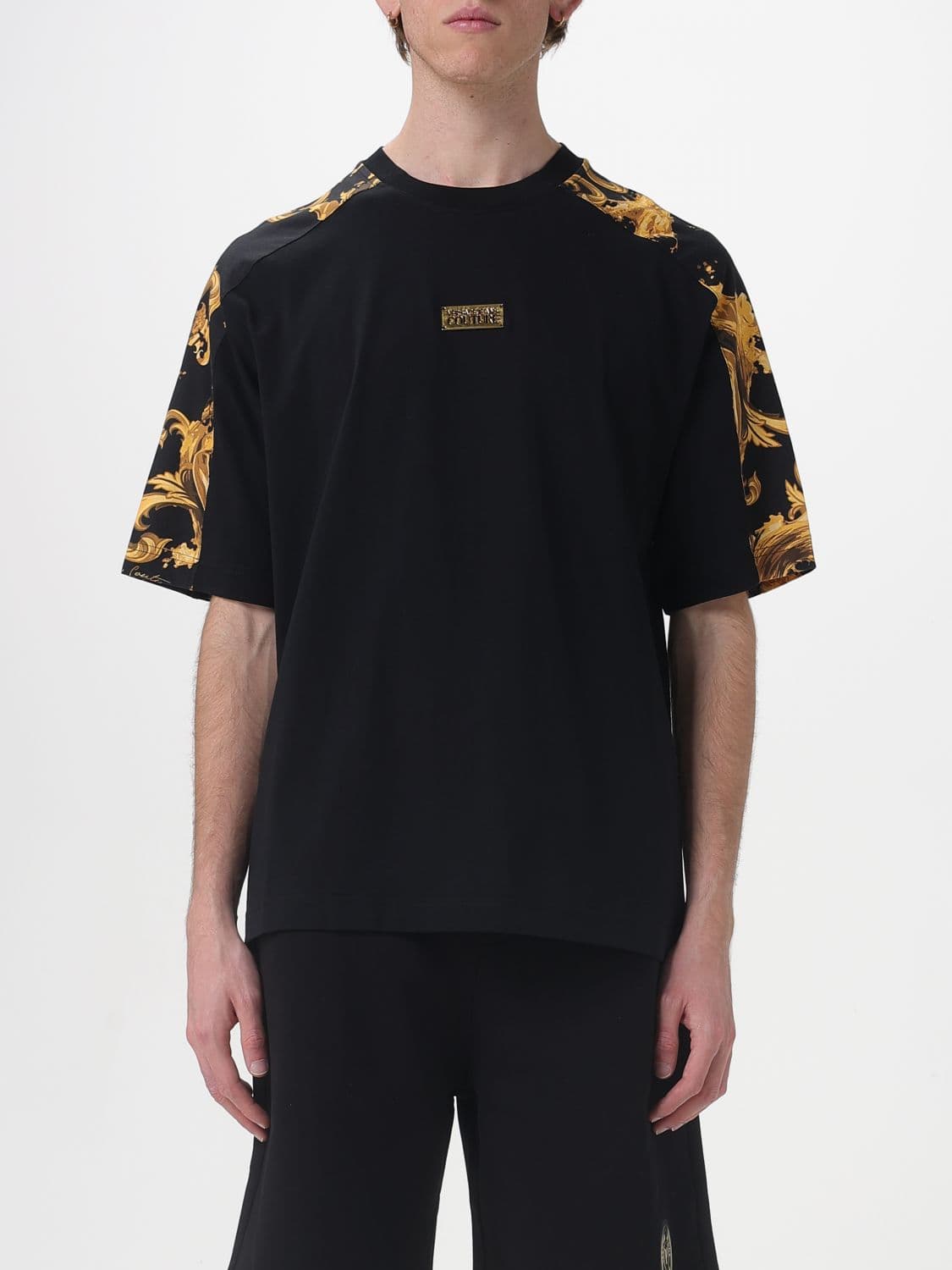 Versace Jeans Couture Oversized Cotton T-shirt with Baroque Print
