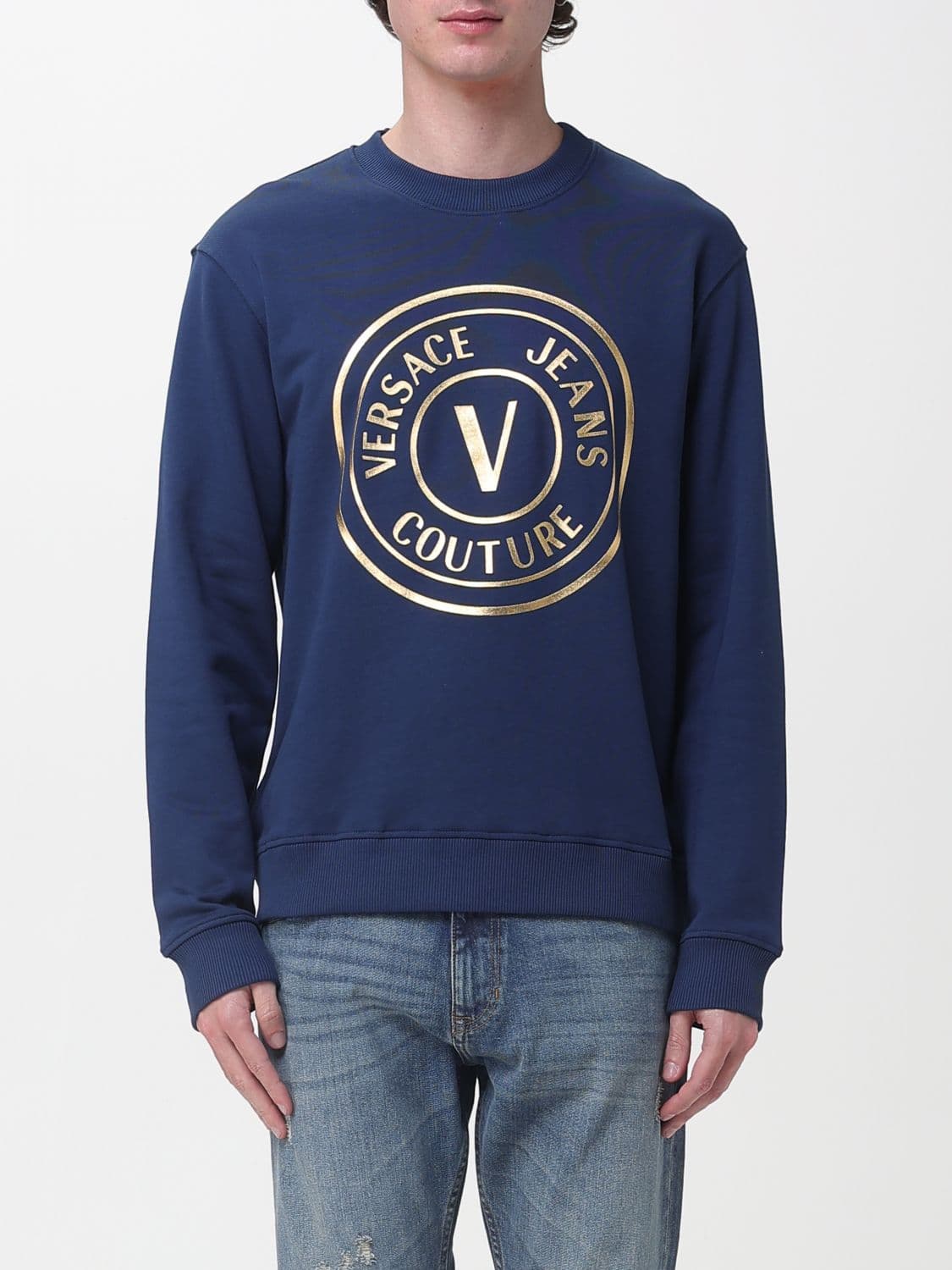 Versace Jeans Couture Cotton Crewneck Sweatshirt with Logo