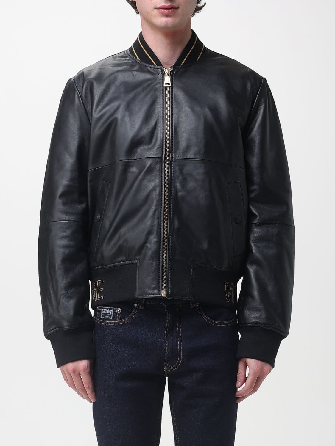 Versace Jeans Couture Leather Bomber Jacket · 52