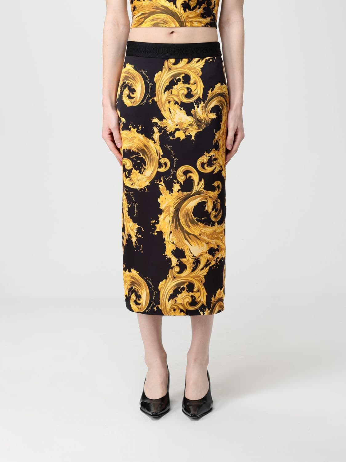 Versace Jeans Couture Printed Crêpe Midi Skirt
