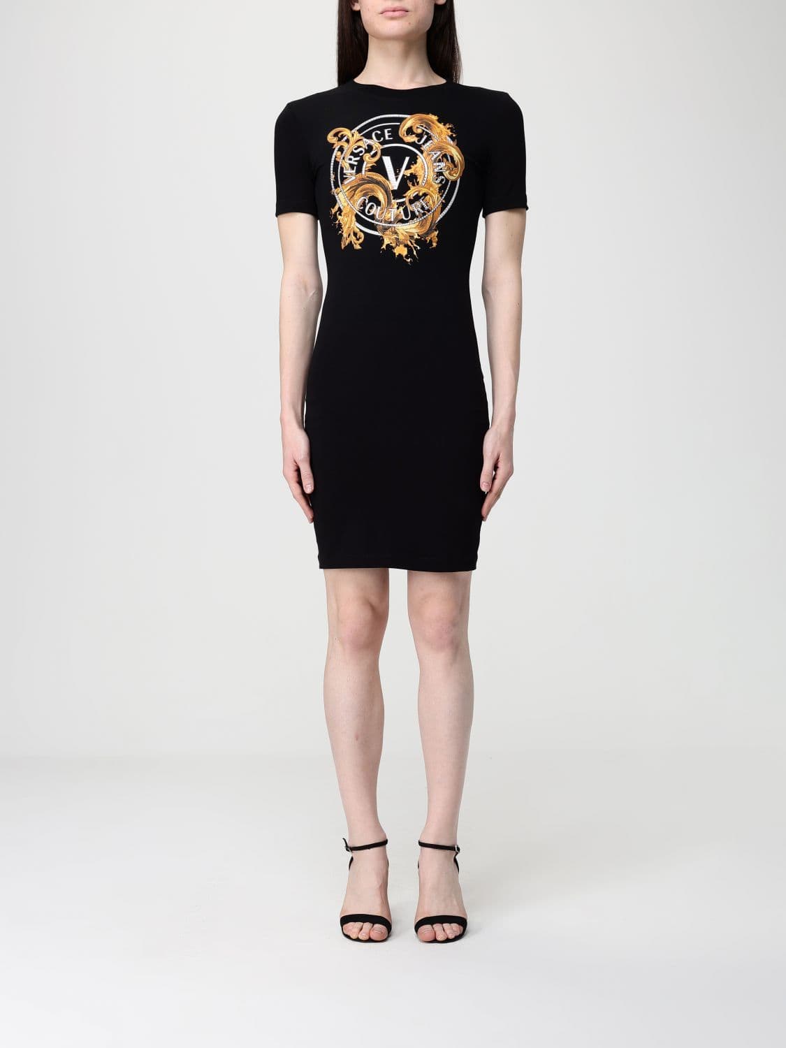 Versace Jeans Couture Stretch Cotton Dress with Logo