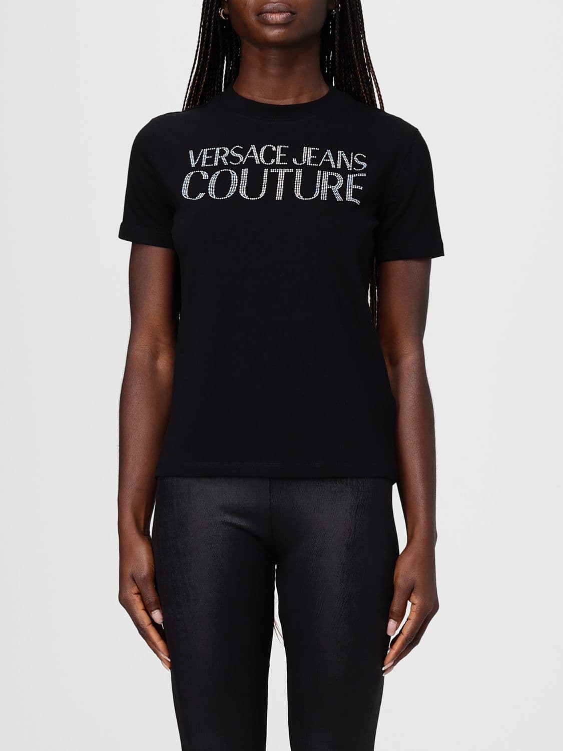Versace Jeans Couture Cotton T-shirts with Rhinestone Logo