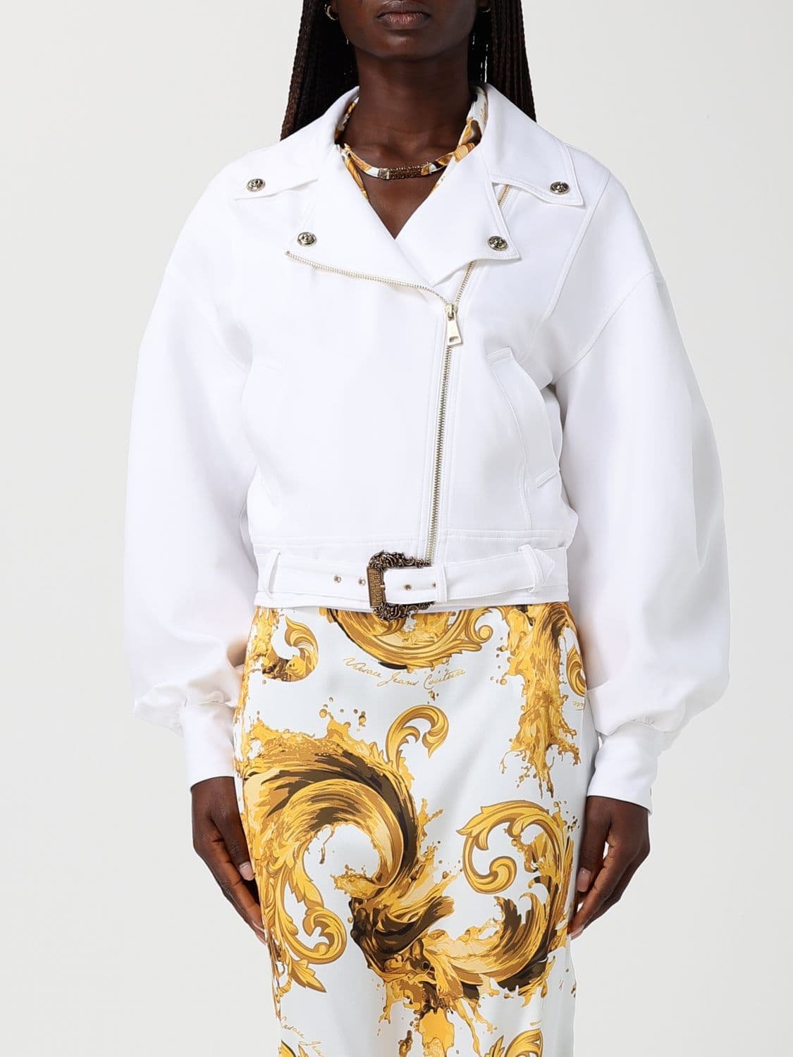 Versace Jeans Couture Linen Blend Biker Jacket