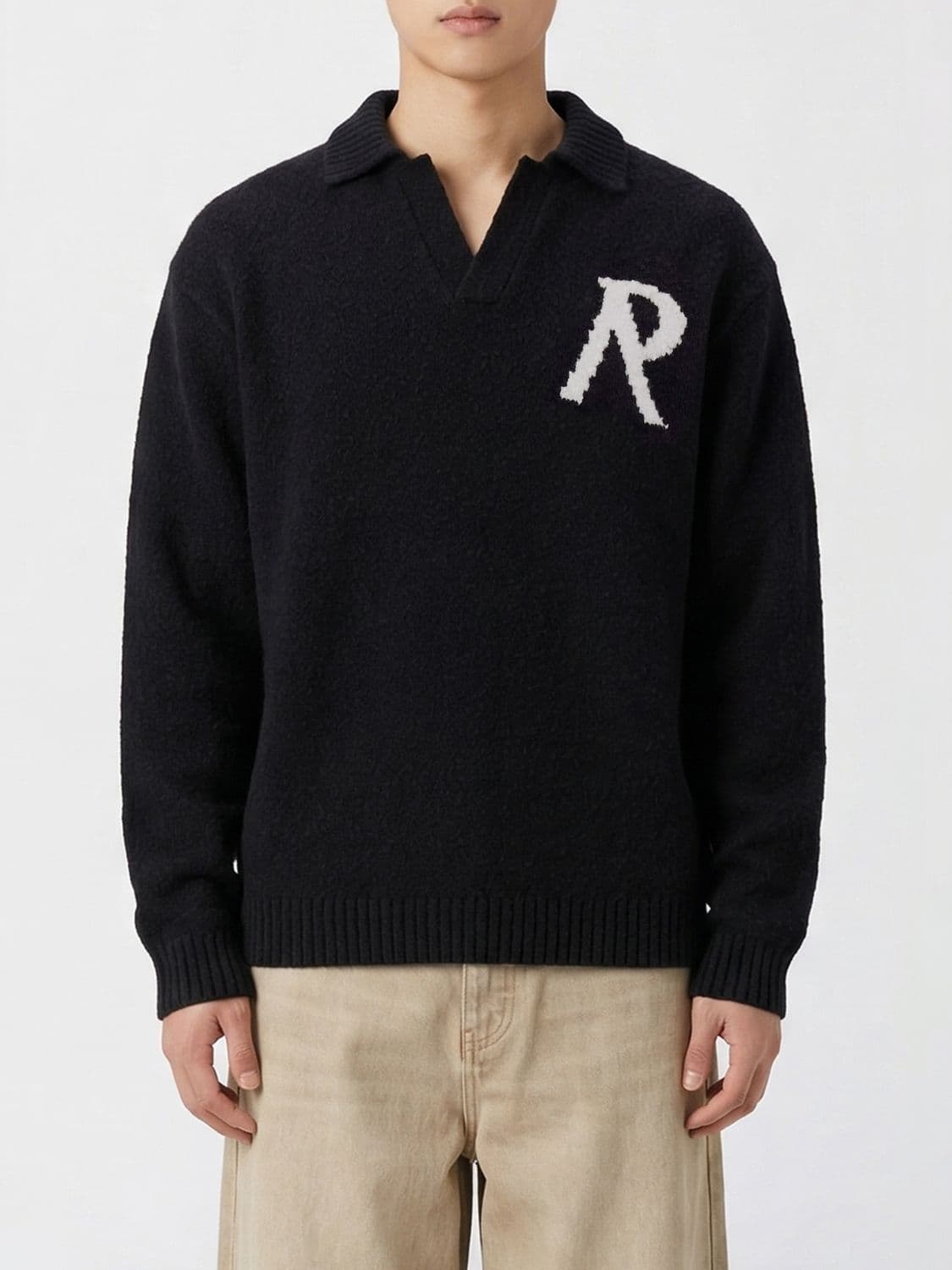 Represent Cotton Knit Polo Shirt with Logo · L