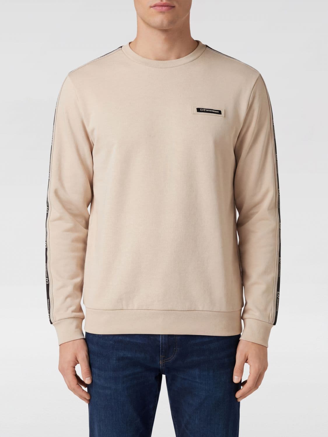 Ea7 Cotton Blend Crew Neck Sweatshirt with Logo