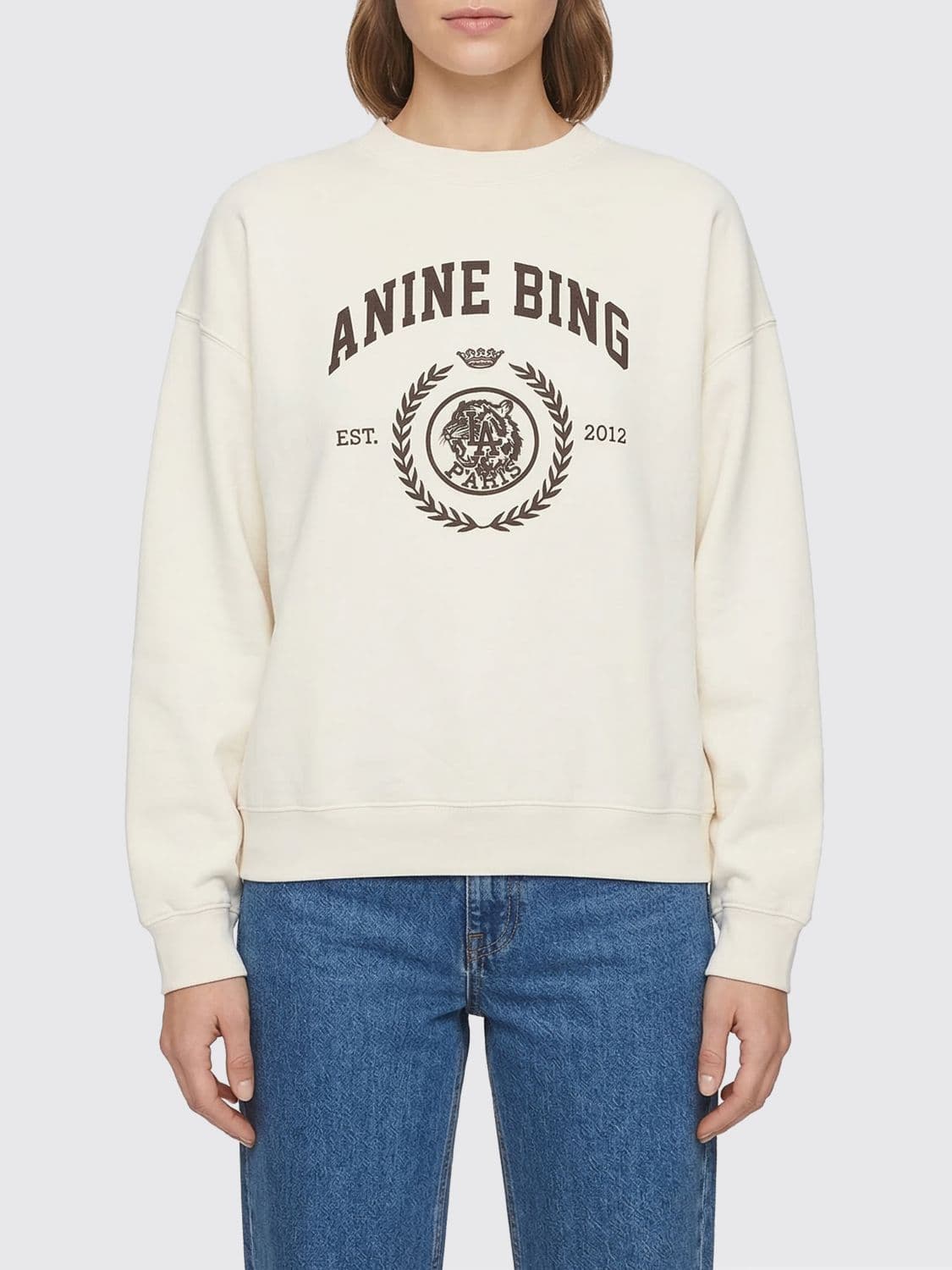 Anine Bing Cotton Crewneck Sweatshirt with Logo