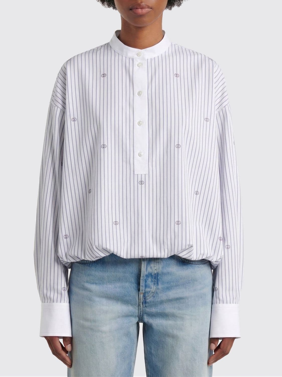 Gucci Striped Cotton Shirt with GG Monogram