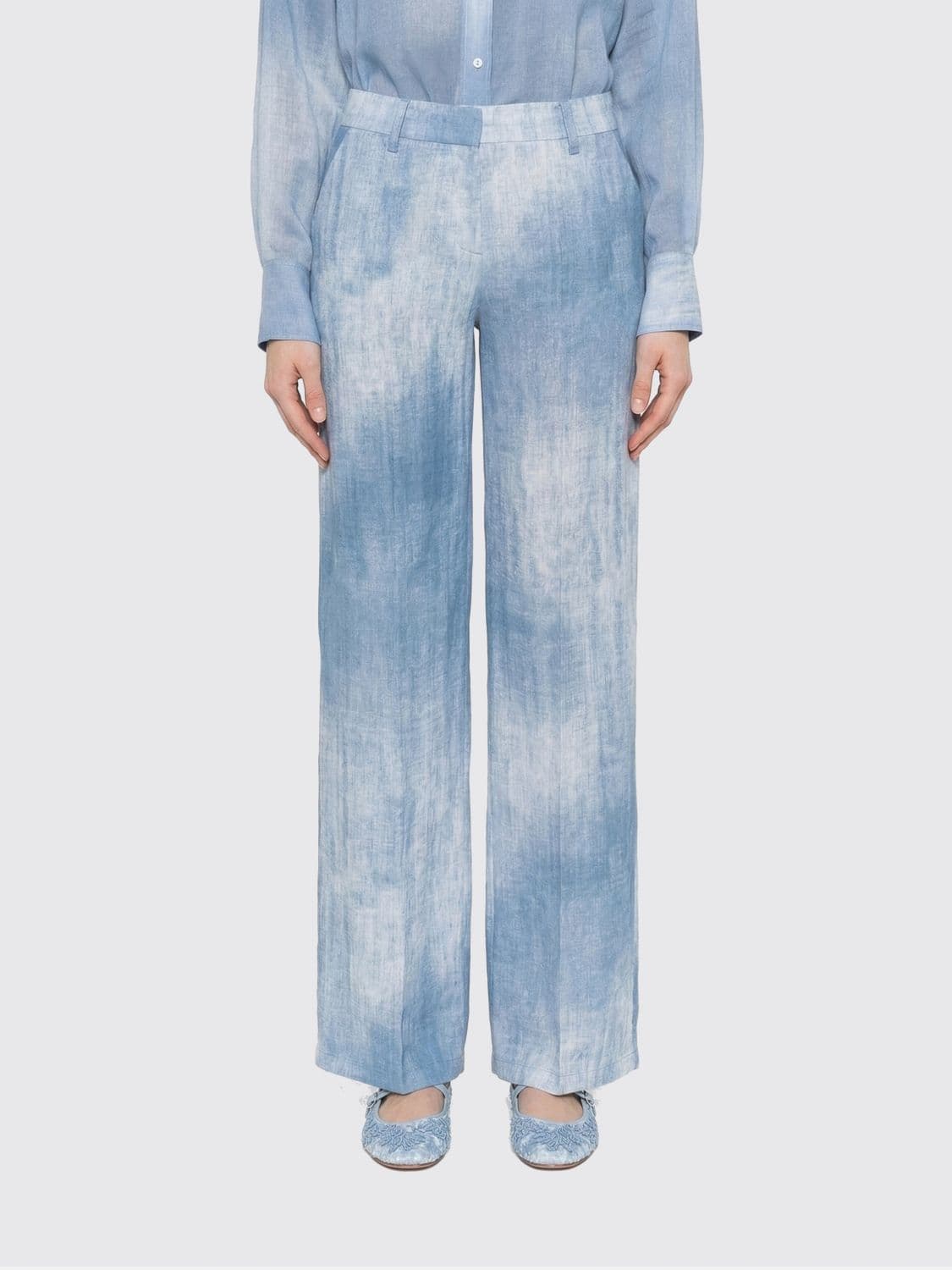 Ermanno Firenze Linen Blend Straight Trousers