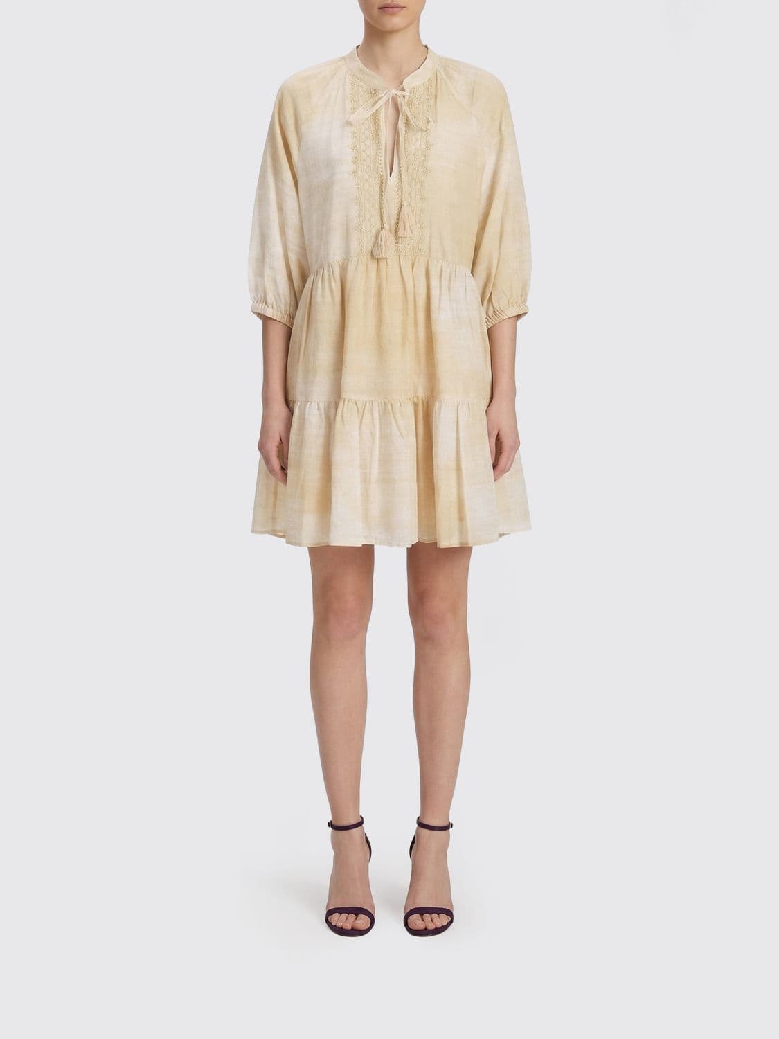 Ermanno Firenze Cotton Blend Mini Chemisier Dress