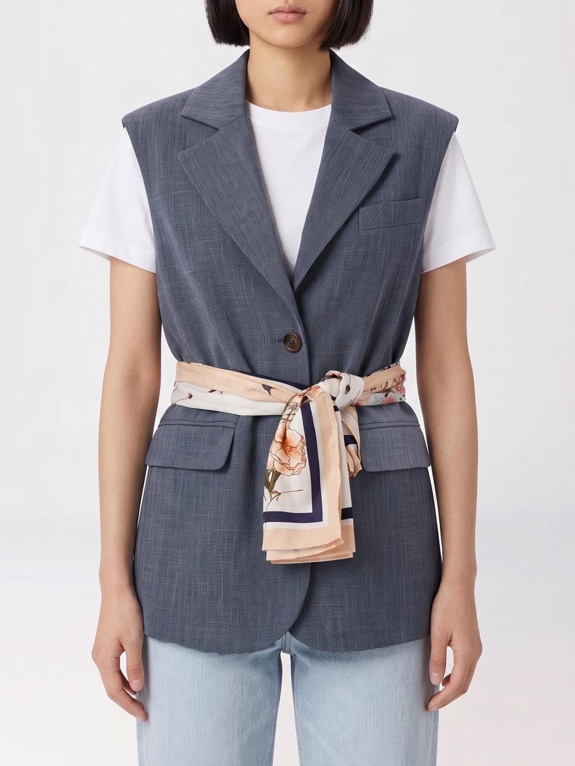 Liu Jo Single-Breasted Tailored Vest with Foulard