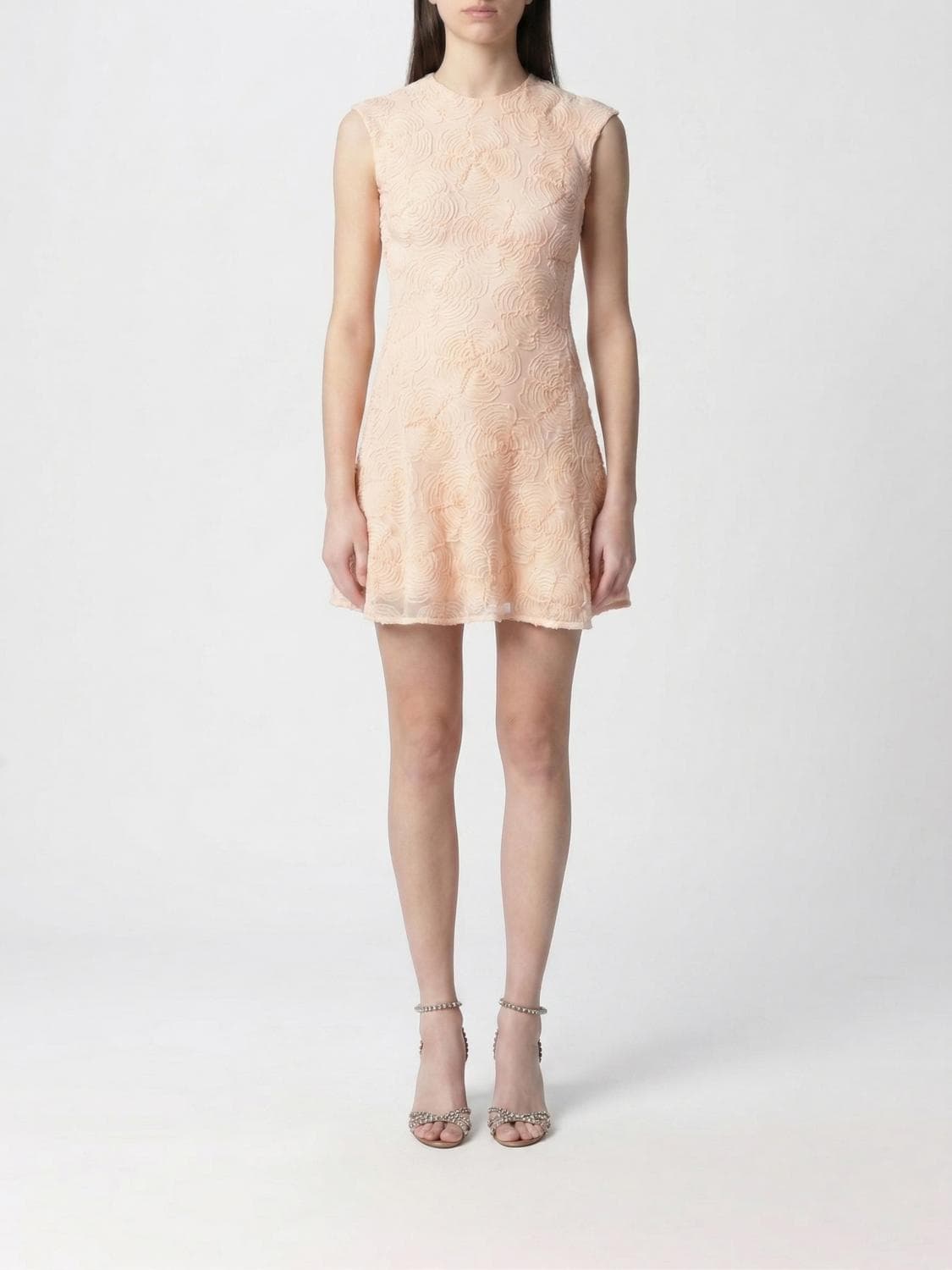 Rotate Floral Motif Mesh Mini Dress