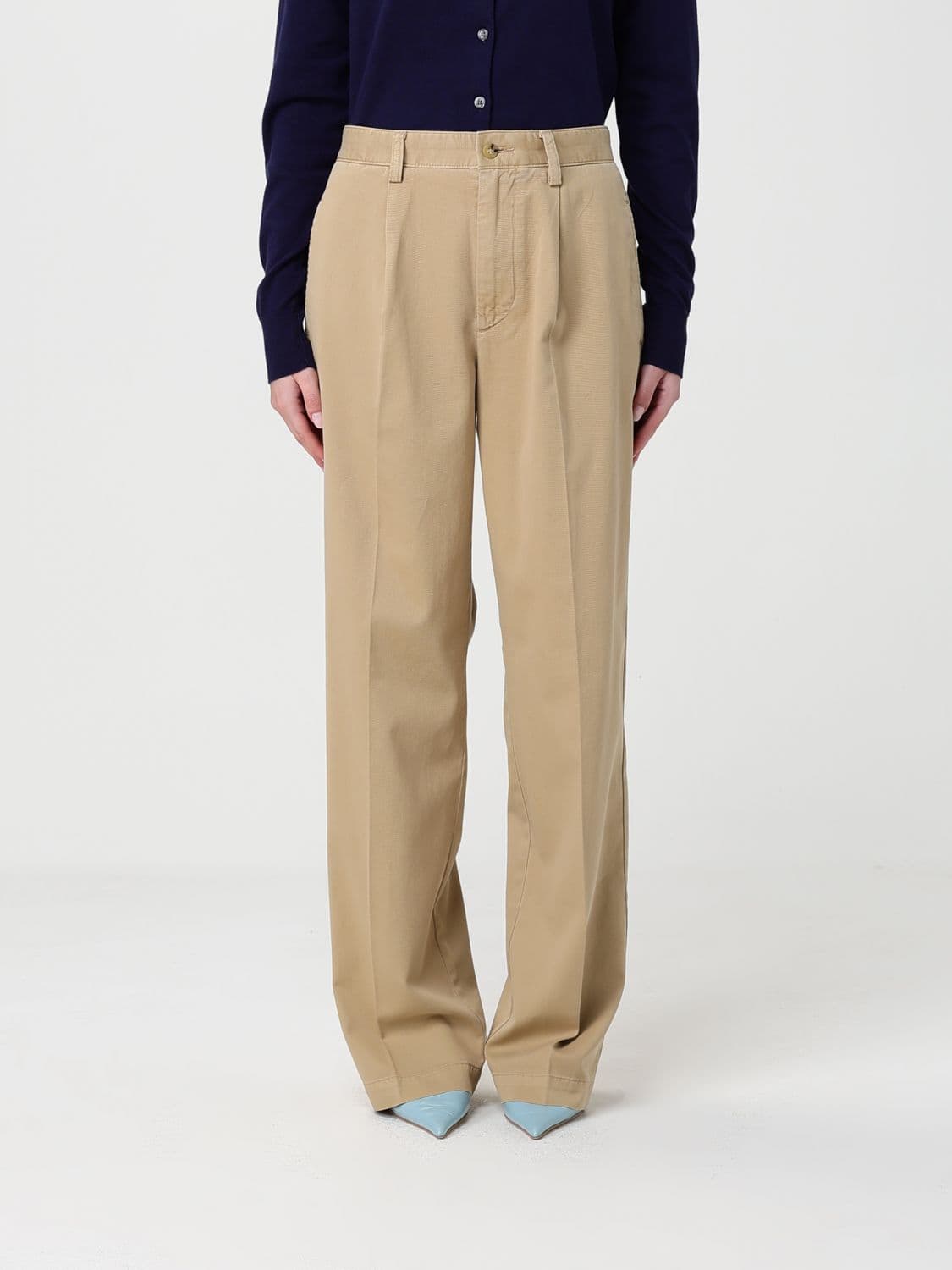 Polo Ralph Lauren Cotton Blend Wide Leg Trousers