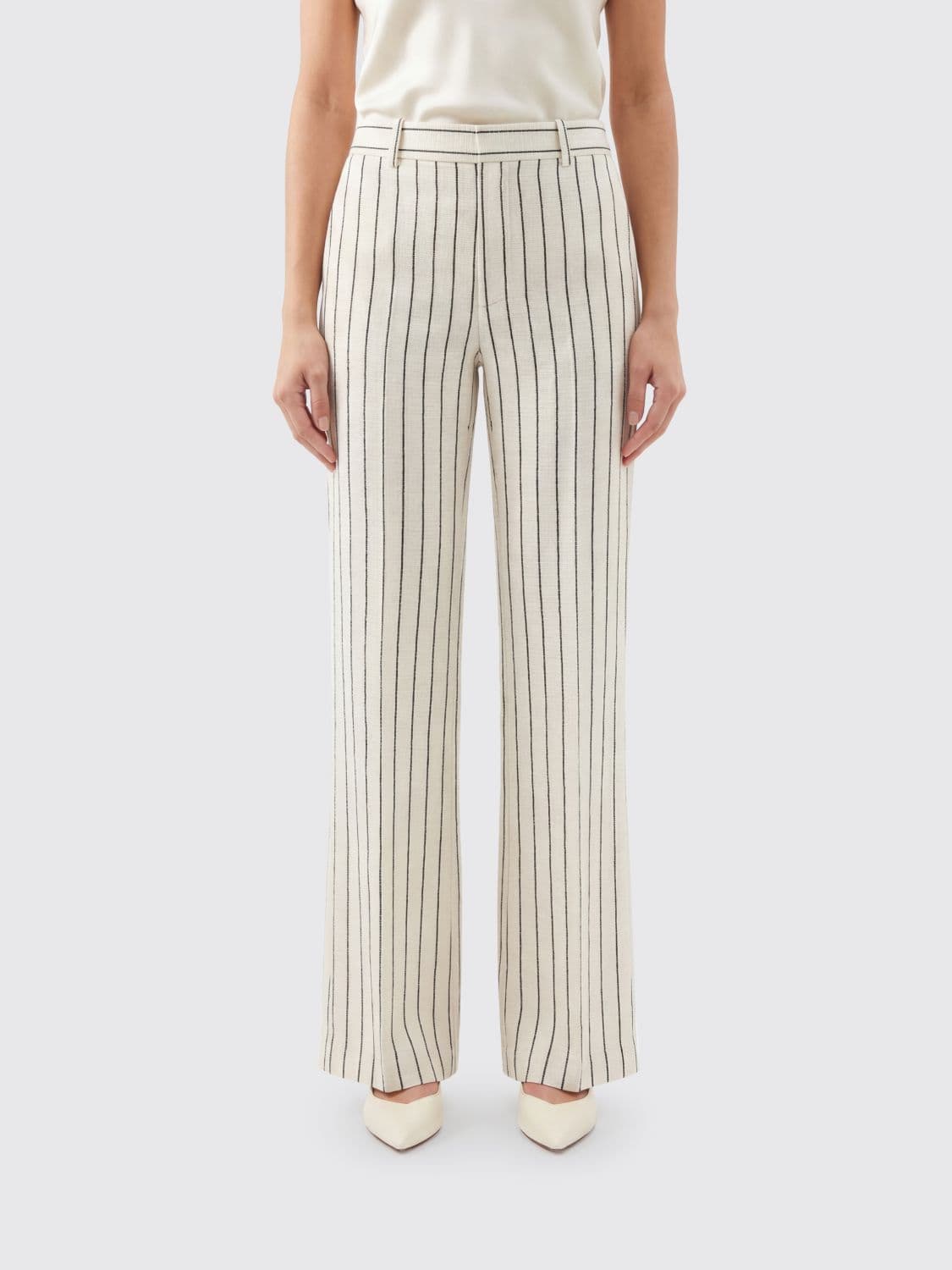 Balmain Striped Stretch Viscose Straight Trousers · 36