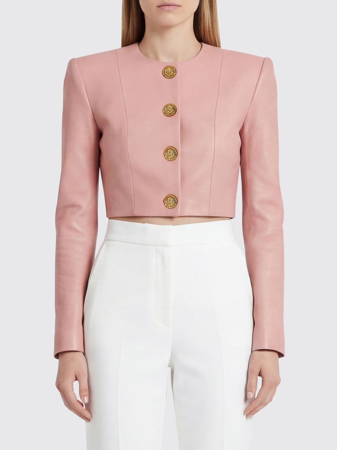 Balmain Crop Leather Jacket