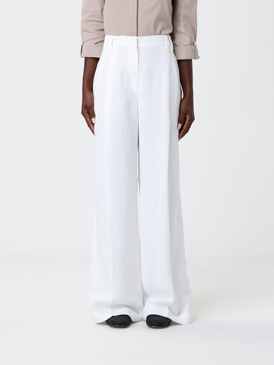 Brunello Cucinelli Linen Blend Palazzo Trousers