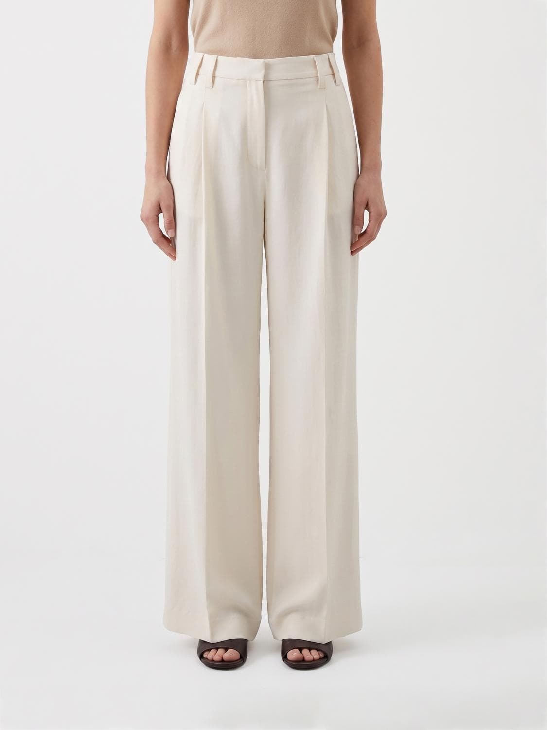 Brunello Cucinelli Linen Blend Palazzo Trousers