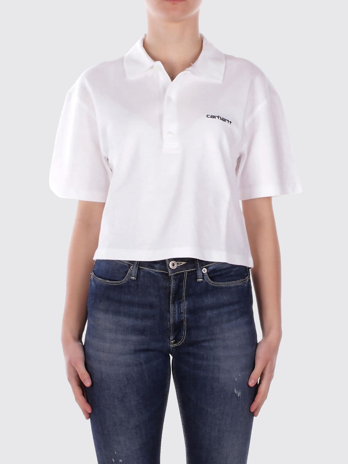 Carhartt Wip Cotton Crop Polo with Logo · S